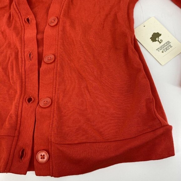 Tucker+Tate Cardigan Girls Small Red Button Front Long Sleeves New - Picture 2 of 6